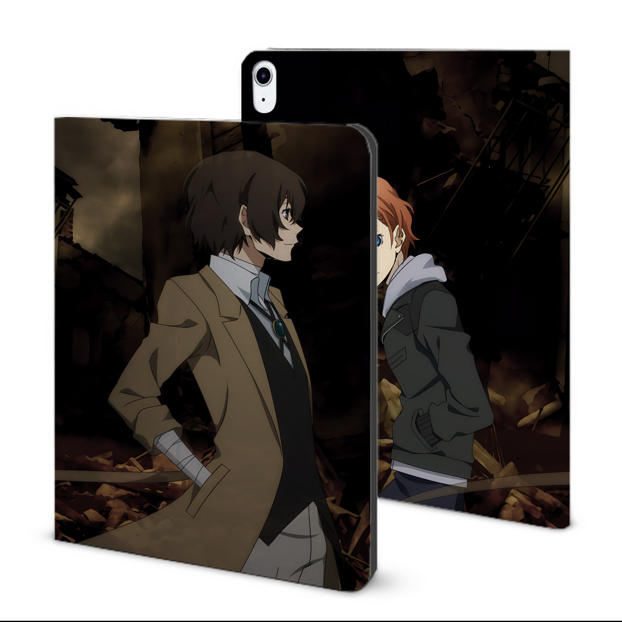 （画像用） 文豪ストレイドッグス Bungo Stray Dogs IPad ケース ブック型 PUレザー TPU 耐衝撃 軽量 薄型 ペン収納なし 全面保護 IPad 各モデル対応